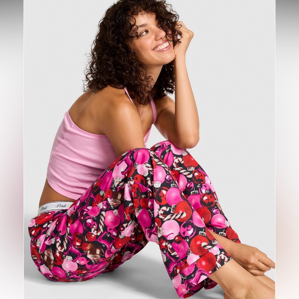 🔥VS Pink cotton blend soft cozy pajama pants lounge sleep pants sz L NWT - Picture 2 of 4